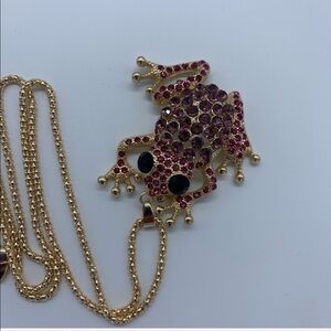 New reddish&pink frog rhinestone fashion necklace